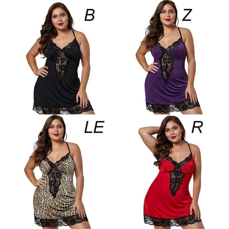 Trending Two-piece Sexy Nightdress - Plus Size - Women's Sling Lace Ni Deals DejaVu Trending Two-piece Sexy Nightdress - Plus Size - Women's Sling Lace Ni Deals DejaVu