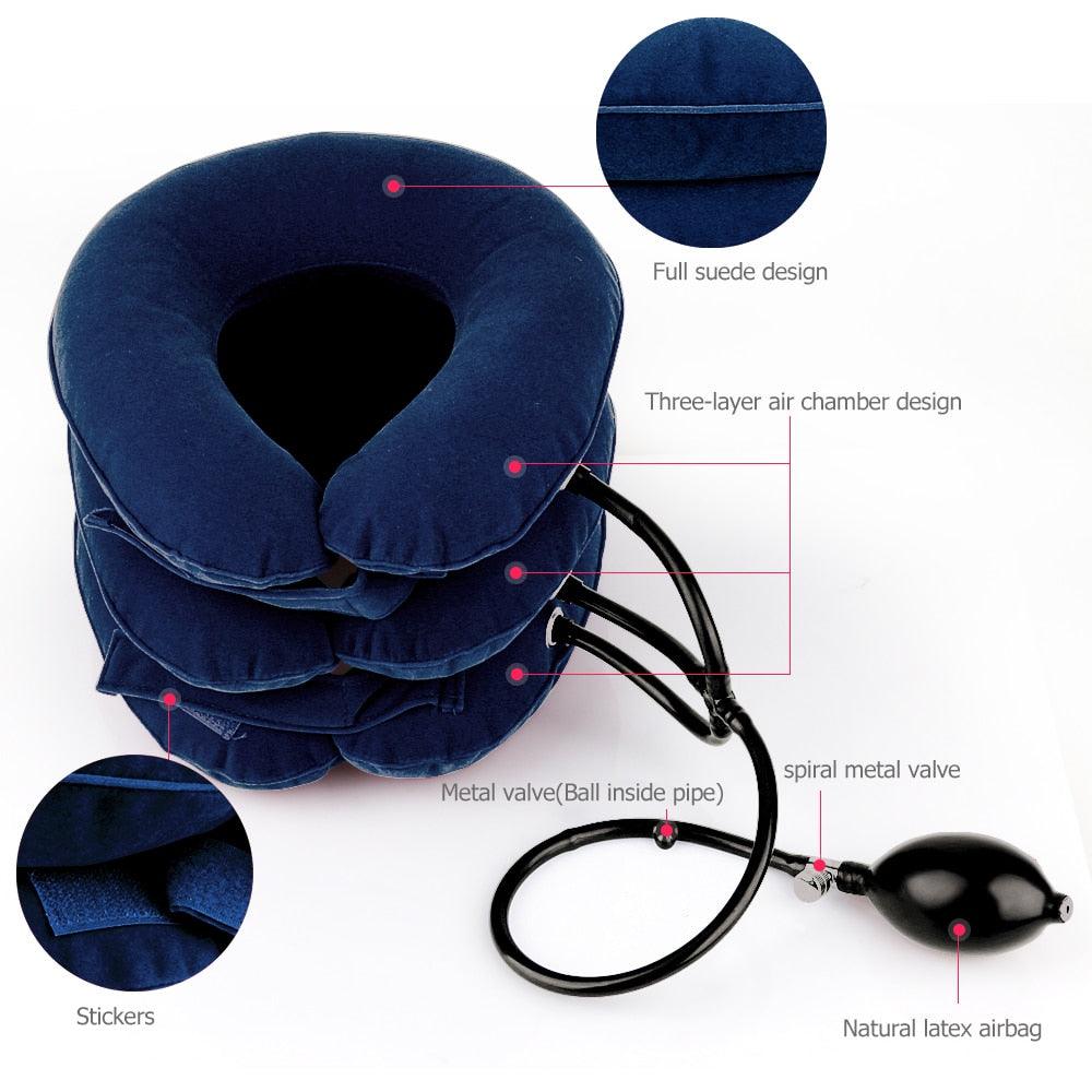 Great U Neck Pillow - Air Inflatable Pillow Cervical Brace Neck Shoulder Pain Relax Support - Massager Pillow Air Cushion (1U105)(6LT1)