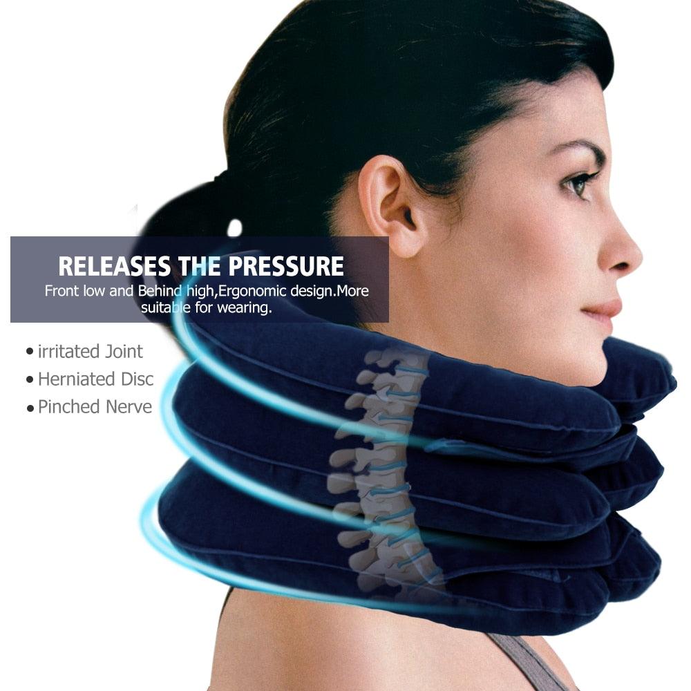 Great U Neck Pillow - Air Inflatable Pillow Cervical Brace Neck Shoulder Pain Relax Support - Massager Pillow Air Cushion (1U105)(6LT1)
