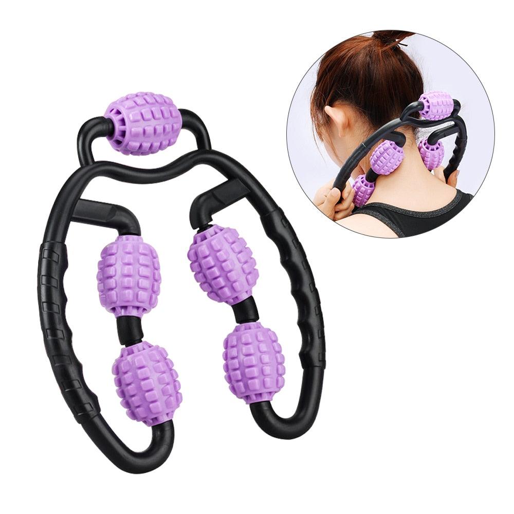U Shape Trigger Point Massage Roller Tool 5 Wheel Roller Massager for Arm Leg Neck Muscle (FH)(1U80)