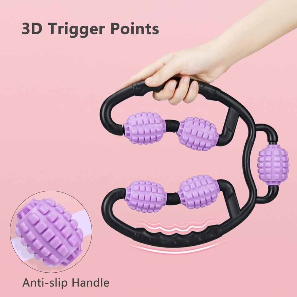 U Shape Trigger Point Massage Roller Tool 5 Wheel Roller Massager for Arm Leg Neck Muscle (FH)(1U80)