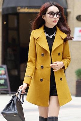 Great Women Wool Blend Warm Long Coat - Autumn Winter Plus Size - Female Slim Fit Lapel Woolen Overcoat (TB8A)(TB8B)(TP3)
