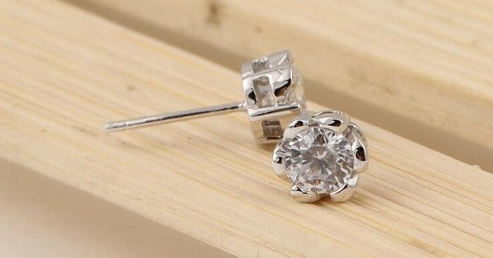 Trending Silver Color Jewelry Sets - Women's Flower Crystal Necklace + Earrings Jewelry Set (1U81)