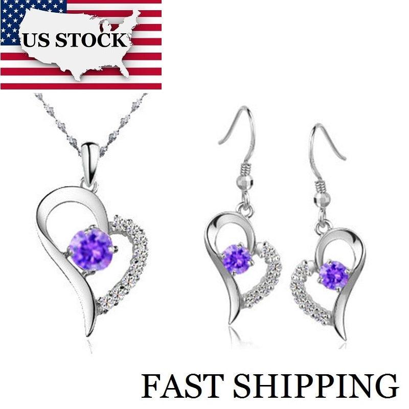 Great Silver Color Heart Women's Wedding Jewelry Sets (1U81)