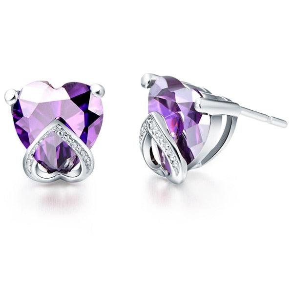 Trending Costume Jewelry Sets - Love Heart Ring, Necklace & Earrings - Silver Color Accessories (1U81)