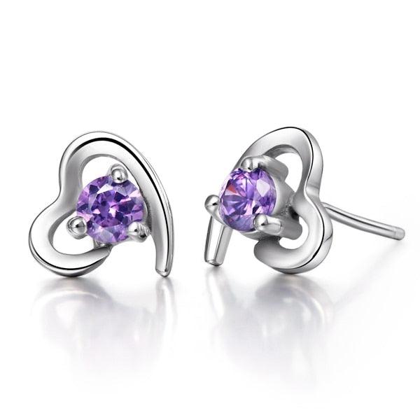 Women's Heart Necklace Earring Jewelry Set - Crystal Earrings Wedding Accessories (1U81)