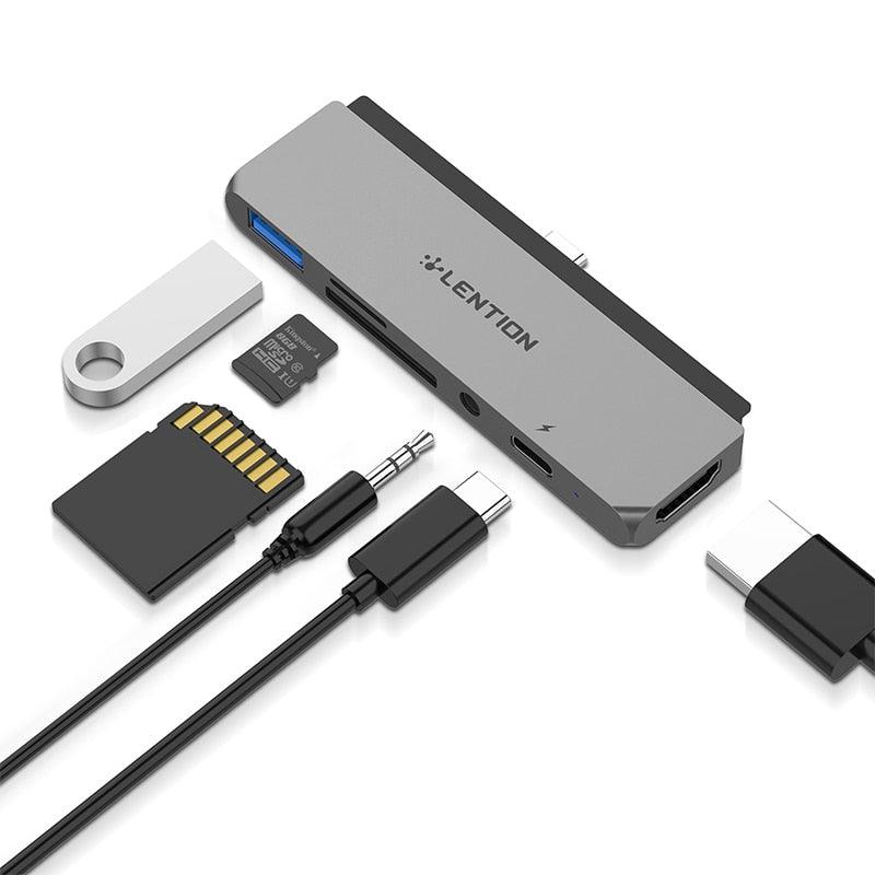 USB C Multi-Port Hub for New iPad Pro 11/12.9, with 4K HDMI, USB 3.0, SD/Micro SD Card Readers, Power Delivery and 3.5mm Aux (CA2)(1U52)