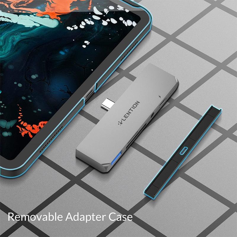 USB C Multi-Port Hub for New iPad Pro 11/12.9, with 4K HDMI, USB 3.0, SD/Micro SD Card Readers, Power Delivery and 3.5mm Aux (CA2)(1U52)
