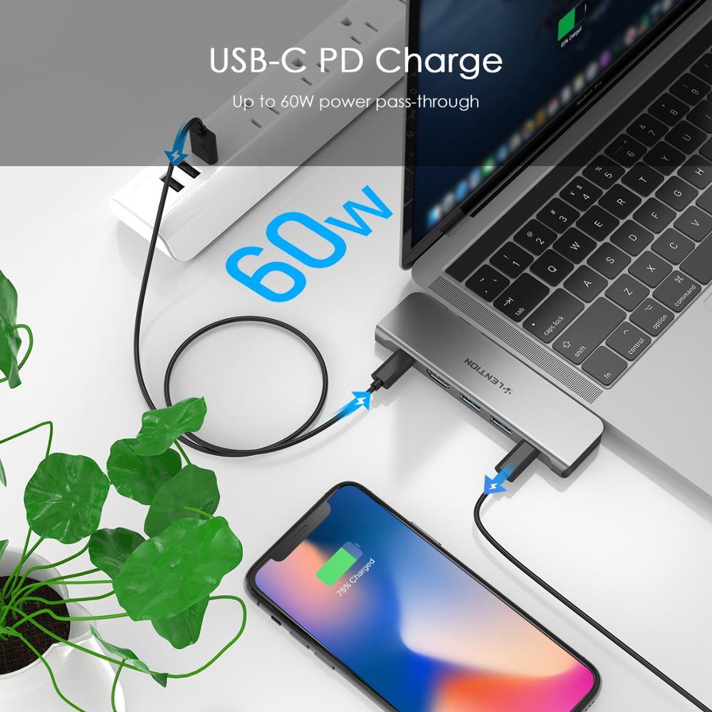 USB C Portable Hub with 60W Power Delivery, Dual 4K HDMI for Multiple Screens Display, 2 USB 3.0 & USB C Data for MacBook Pro 13 (CA2)(1U52)