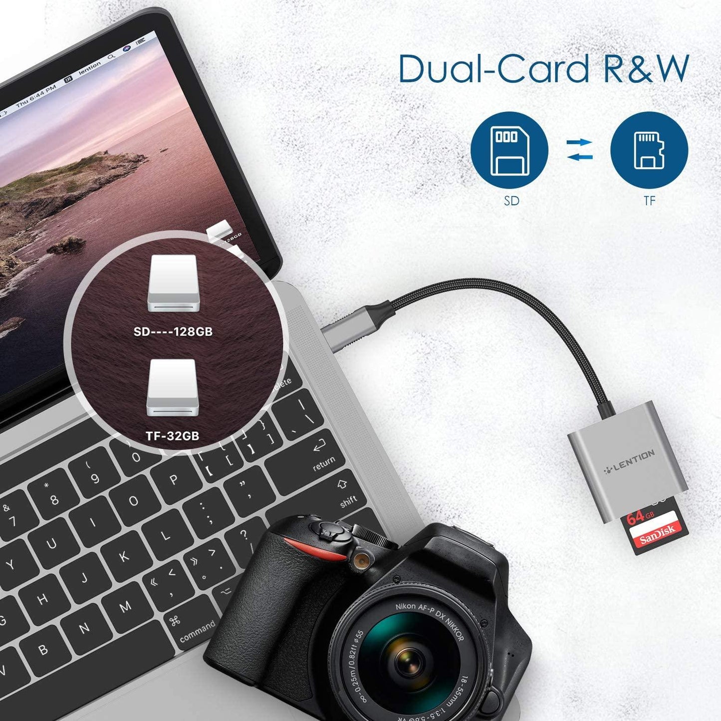 USB C to SD/Micro SD Card Reader, Type C SD 3.0 Card Adapter for 2020-2016 MacBook Pro 13/15/16 Samsung S20/S10/S9/S8/Plus/Note (CA2)(1U52)