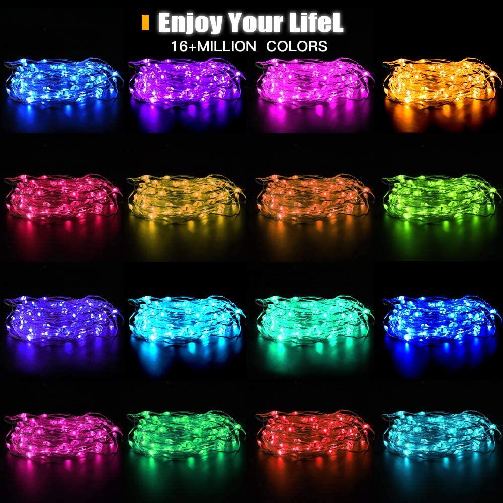 Great USB Copper Wire Lights Smart APP Bluetooth Control RGB Fairy String Light 5M/10M/20M High Quality 50-200LED Waterproof Lights (D58)(LL5)(1U58)