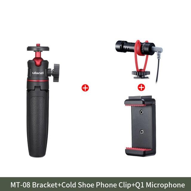 MT-08 DSLR SLR Phone Vlog tripod Cold Shoe Phone Mount Holder for Microphone LED Light Mini Tripod for Sony A6400 A6300 (MC7)(1U54)