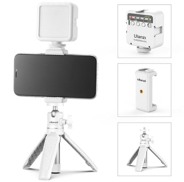 MT-08 Mini Smartphone DSLR Tripod for Sony ZV1 Canon M50 Cold Shoe Tripod Mount for LED Light Microphone Vlog Tripod Kit (RS)(MC7)(1U50)