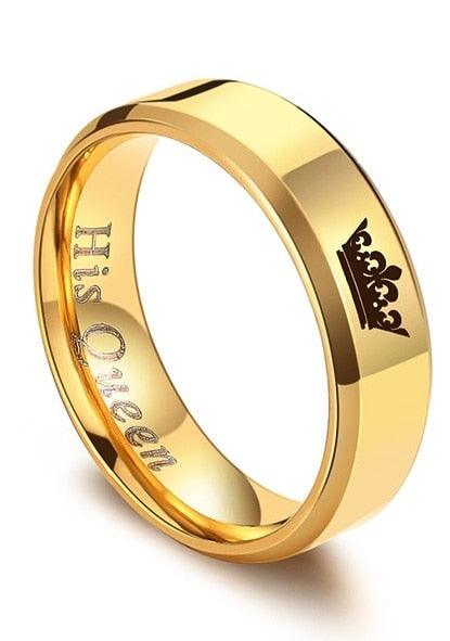 Amazing Wedding Rings - Women & Men Stainless Steel Ring - Gold Color Crown Engagement Jewelry (1U81)(7JW)(MJ1)(1U83)(9JW)