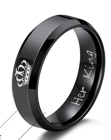 Amazing Wedding Rings - Women & Men Stainless Steel Ring - Gold Color Crown Engagement Jewelry (1U81)(7JW)(MJ1)(1U83)(9JW)
