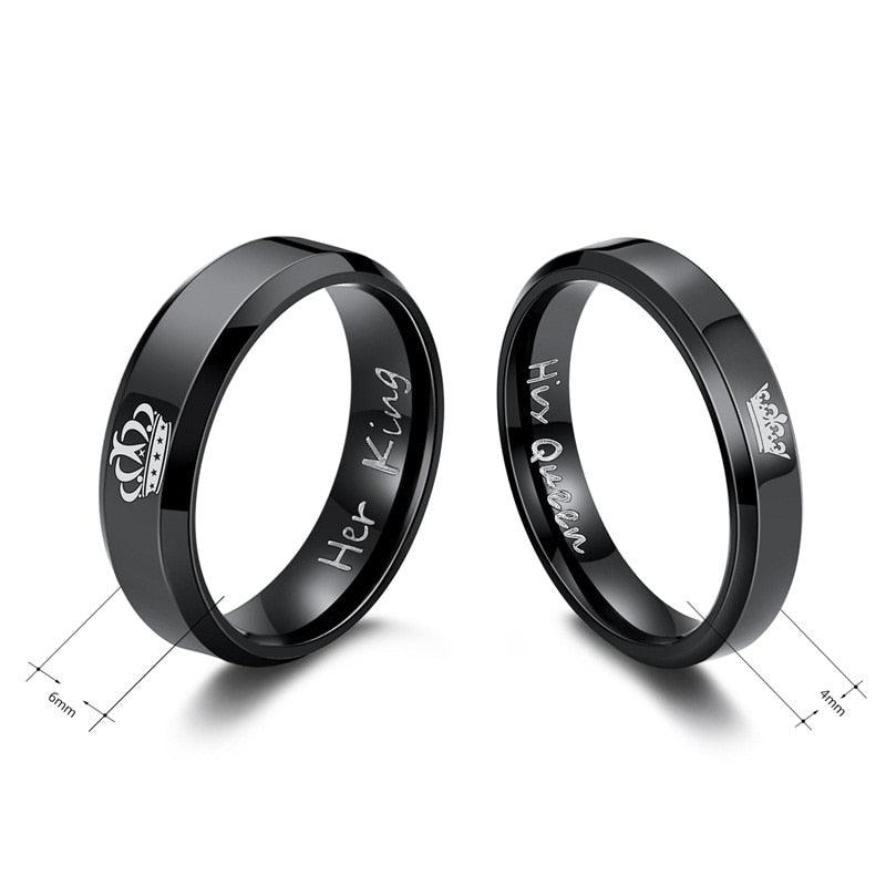 Amazing Wedding Rings - Women & Men Stainless Steel Ring - Gold Color Crown Engagement Jewelry (1U81)(7JW)(MJ1)(1U83)(9JW)