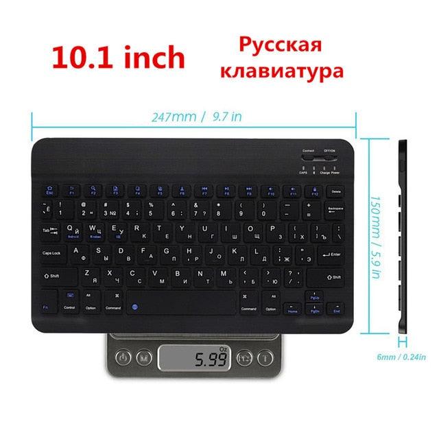 Trending Ultra Slim Aluminum Russian Spanish English Bluetooth Keyboard - For Tablet Laptop Smartphone Windows - For iPad Support IOS Android System (TLC4)