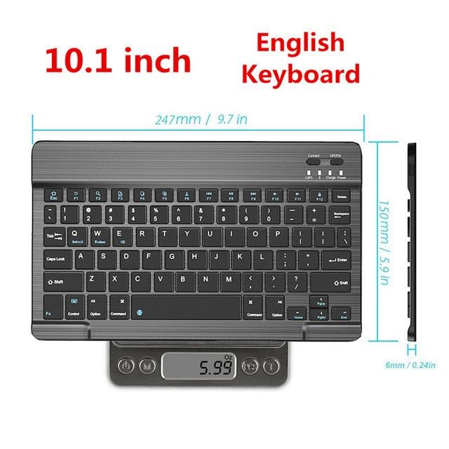 Trending Ultra Slim Aluminum Russian Spanish English Bluetooth Keyboard - For Tablet Laptop Smartphone Windows - For iPad Support IOS Android System (TLC4)