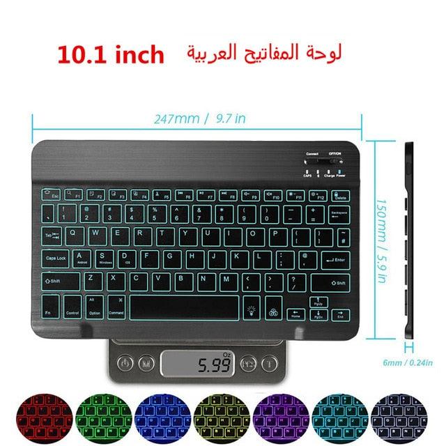 Trending Ultra Slim Aluminum Russian Spanish English Bluetooth Keyboard - For Tablet Laptop Smartphone Windows - For iPad Support IOS Android System (TLC4)