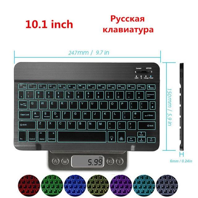 Trending Ultra Slim Aluminum Russian Spanish English Bluetooth Keyboard - For Tablet Laptop Smartphone Windows - For iPad Support IOS Android System (TLC4)