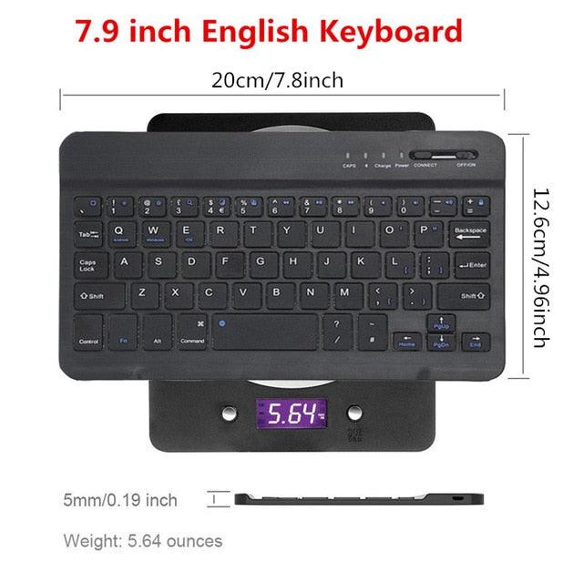 Trending Ultra Slim Aluminum Russian Spanish English Bluetooth Keyboard - For Tablet Laptop Smartphone Windows - For iPad Support IOS Android System (TLC4)