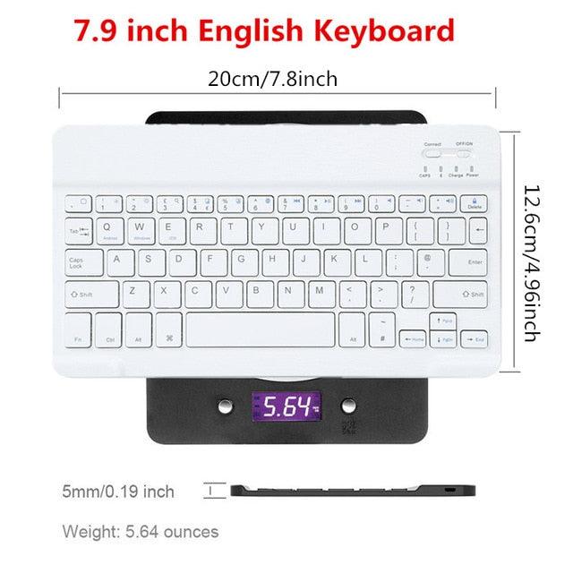 Trending Ultra Slim Aluminum Russian Spanish English Bluetooth Keyboard - For Tablet Laptop Smartphone Windows - For iPad Support IOS Android System (TLC4)