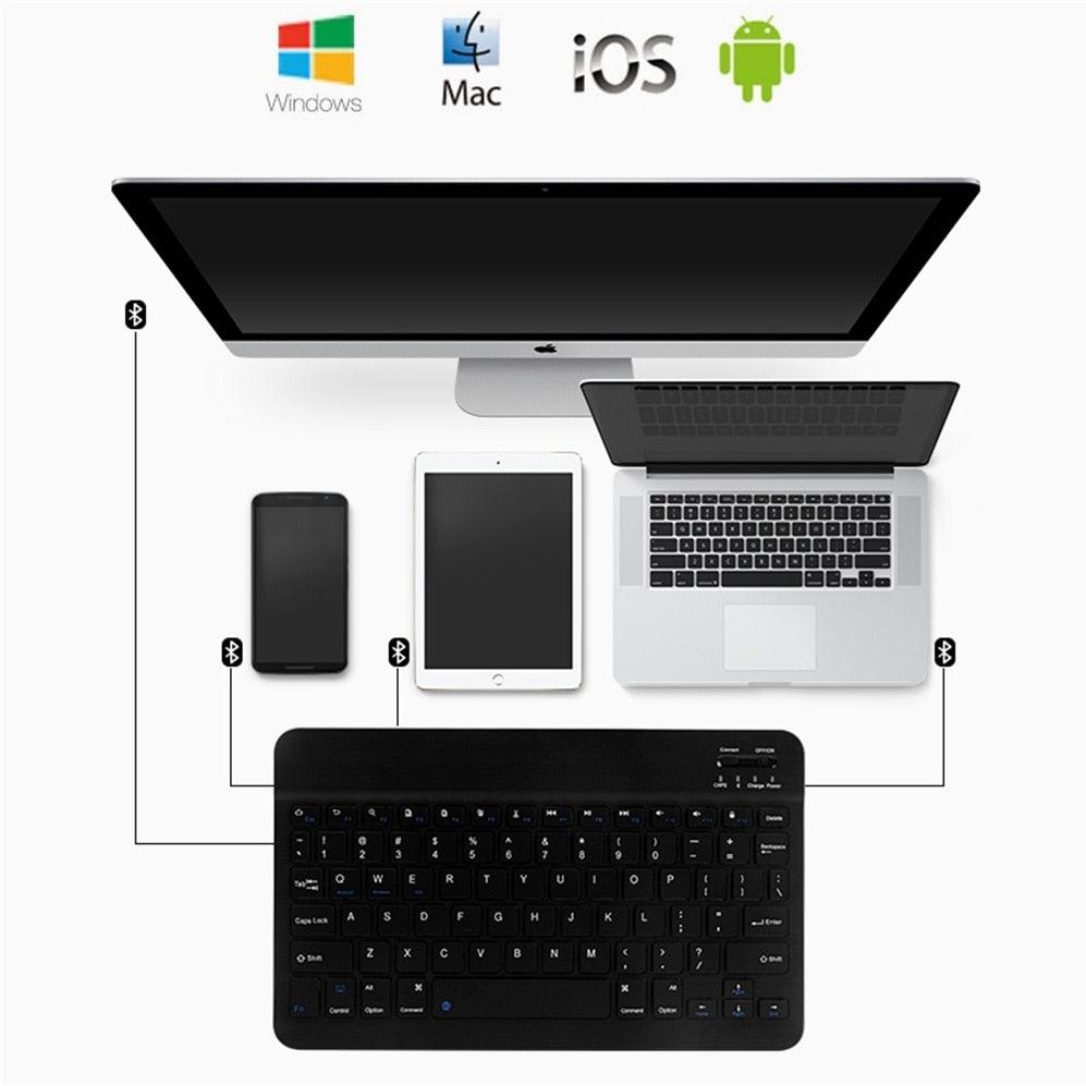 Ultra Slim Russian Spanish Bluetooth Keyboard For IOS Android Tablet Windows For iPad 7.9 9.7 air 10.5 Pro 11 Bluetooth Keyboard (TLC4)