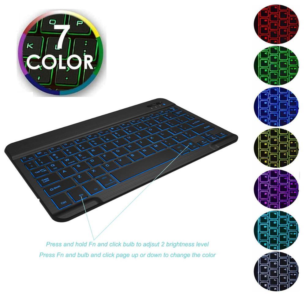 Ultra Thin 7 Colors LED Backlit Backlight Wireless English/Russian/Spanish/Arabic Bluetooth Keyboard For iPad mini 7.9 inch keyboard (D47)(TLC4)