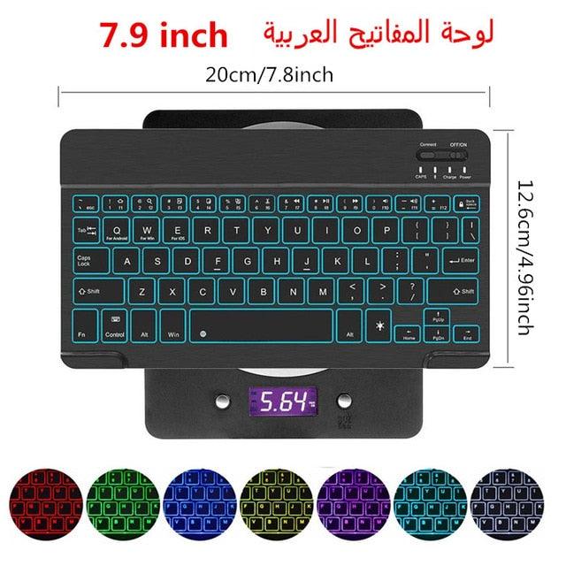 Ultra Thin 7 Colors LED Backlit Backlight Wireless English/Russian/Spanish/Arabic Bluetooth Keyboard For iPad mini 7.9 inch keyboard (D47)(TLC4)