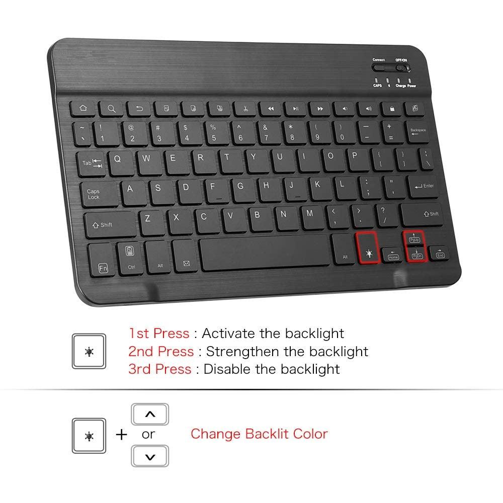 Ultra Thin 7 Colors LED Backlit Backlight Wireless English/Russian/Spanish/Arabic Bluetooth Keyboard For iPad mini 7.9 inch keyboard (D47)(TLC4)