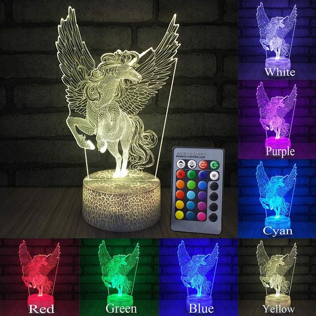 Unicorn Lamp - 3D Led Night Light Decor Lamp - Touch Light Child Lamp (LL4)1(1U58)