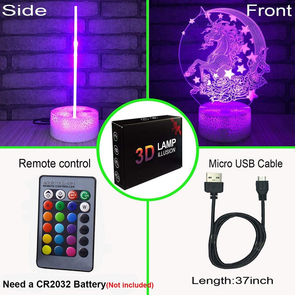 Unicorn Lamp - 3D Led Night Light Decor Lamp - Touch Light Child Lamp (LL4)1(1U58)