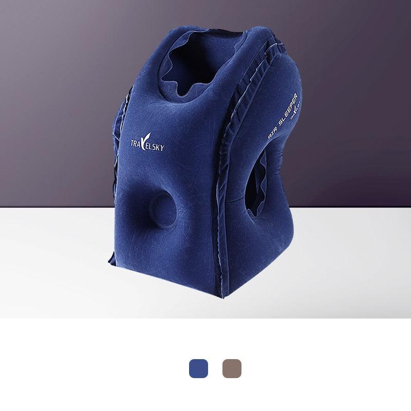 Upgraded Inflatable Air Cushion Travel Pillow - Headrest Chin Support Cushions - Airplane Plane Car Office Rest Neck Nap Pillows (6LT1)
