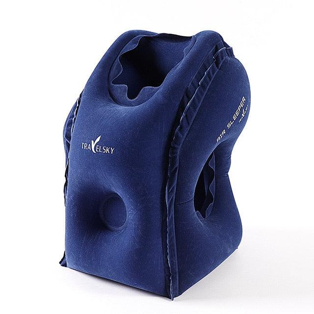 Upgraded Inflatable Air Cushion Travel Pillow - Headrest Chin Support Cushions - Airplane Plane Car Office Rest Neck Nap Pillows (6LT1)