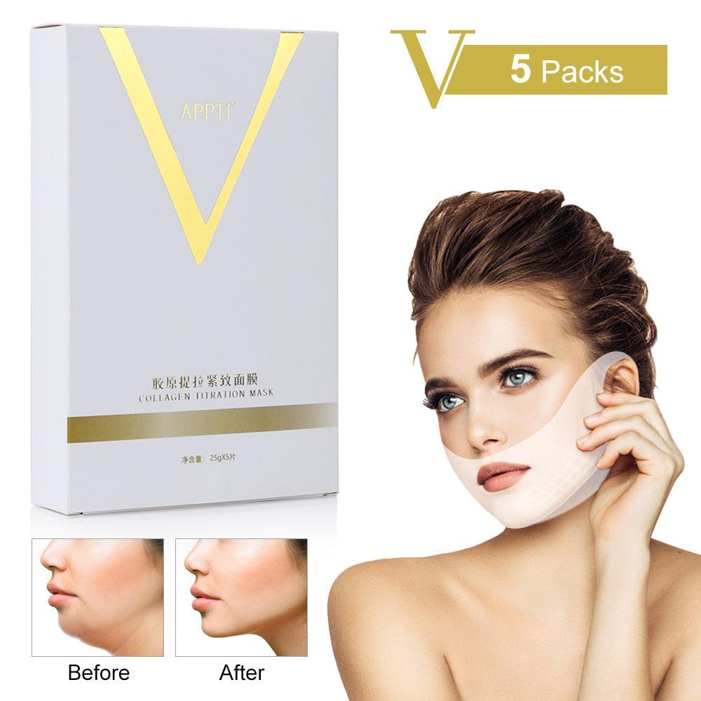 V Shape Lifting Facial Mask Chin Cheek Lift Ear Hanging Hydrogel Neck Facial Slimmling Bandage Mask (D86)(M1)