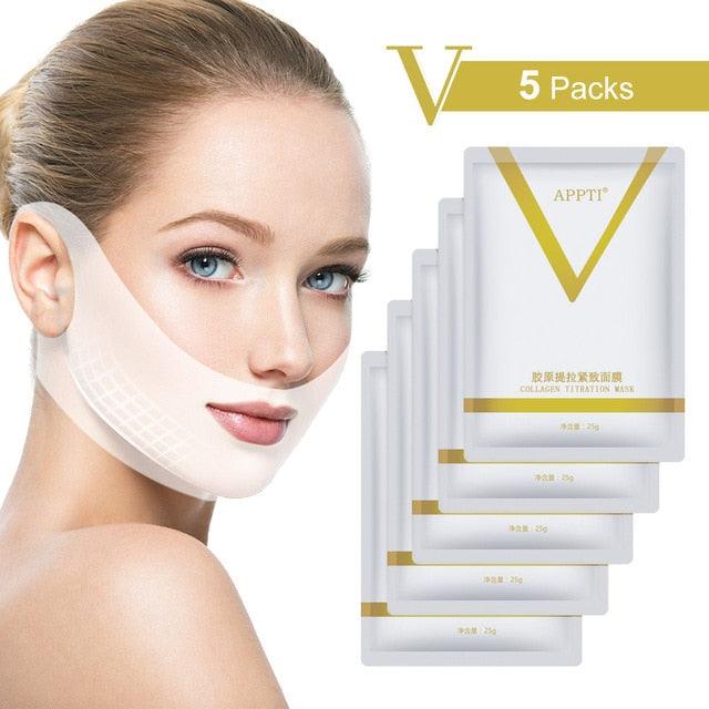 V Shape Lifting Facial Mask Chin Cheek Lift Ear Hanging Hydrogel Neck Facial Slimmling Bandage Mask (D86)(M1)