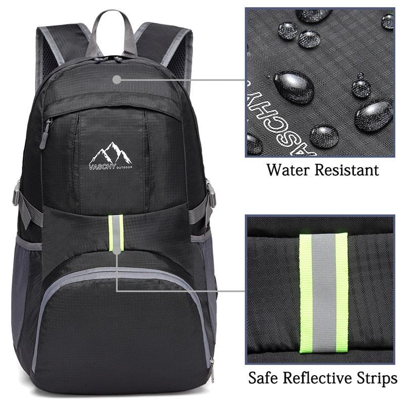 Great Foldable Waterproof Backpack - With Safe Reflective Lightweight Hiking Backpack - Travel Bags (1U78)