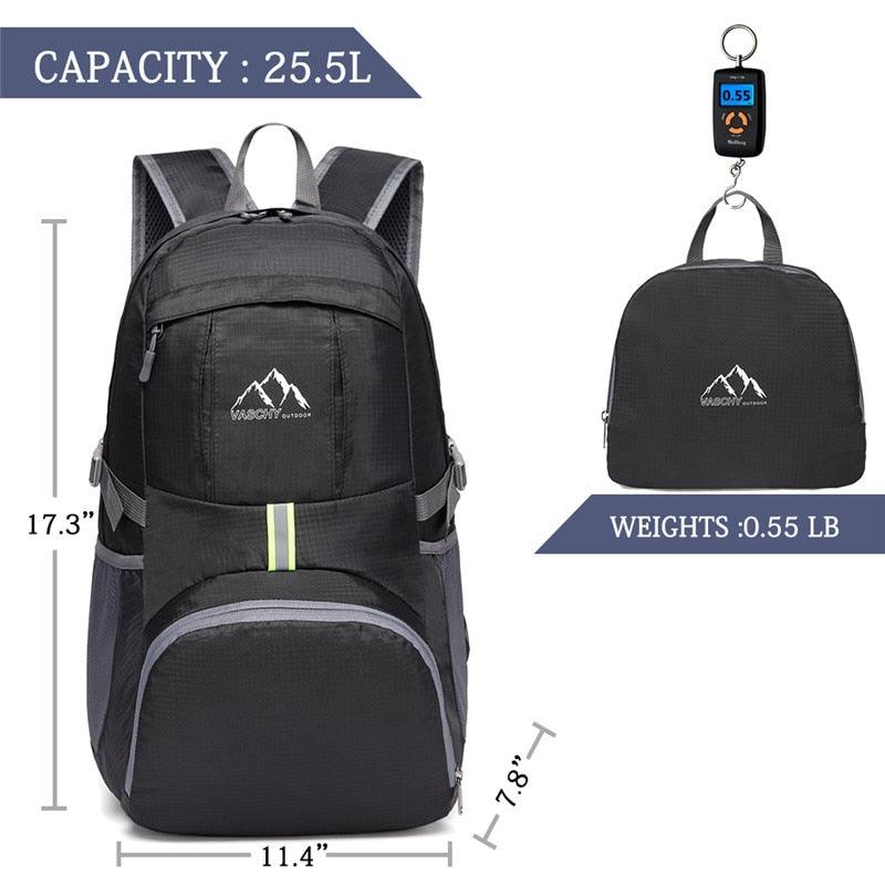 Great Foldable Waterproof Backpack - With Safe Reflective Lightweight Hiking Backpack - Travel Bags (1U78)