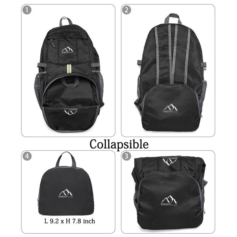 Great Foldable Waterproof Backpack - With Safe Reflective Lightweight Hiking Backpack - Travel Bags (1U78)