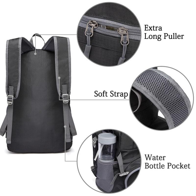 Great Foldable Waterproof Backpack - With Safe Reflective Lightweight Hiking Backpack - Travel Bags (1U78)