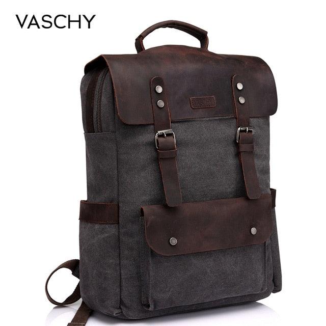 Leather Laptop Backpack - Travel Leisure Casual Canvas Campus School Backpacks (1U78)