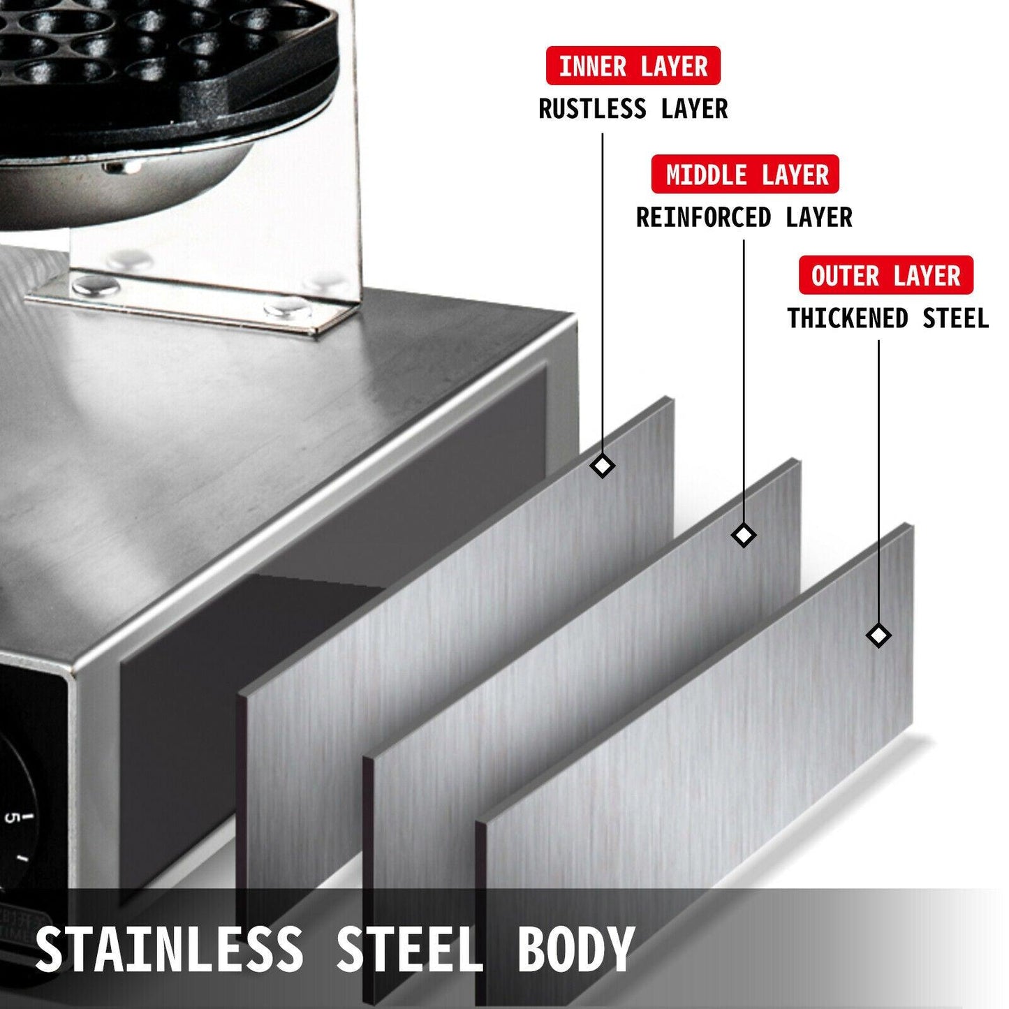 Great 1400W Commercial Electric Egg Bubble Waffle Maker Machine - Stainless Steel - Waffle Baking Machine (2H1)(1U59)