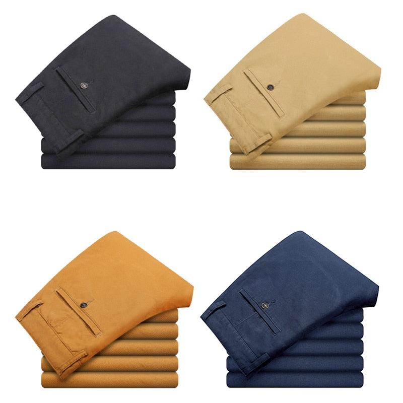 Men's Pants - Cotton Casual Stretch Trousers - Straight High Quality 4 color Pant Suit (D9)(TG1)(CC2)