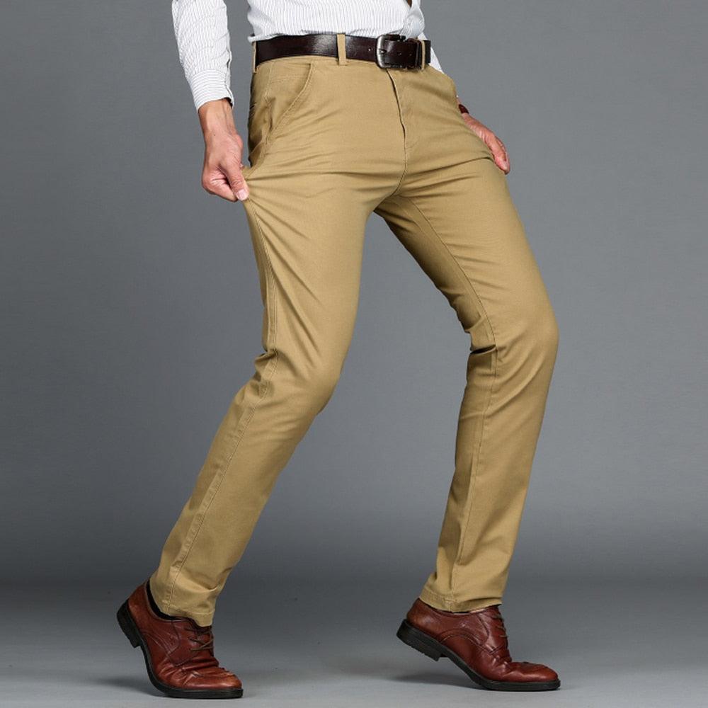 Men's Pants - Cotton Casual Stretch Trousers - Straight High Quality 4 color Pant Suit (D9)(TG1)(CC2)
