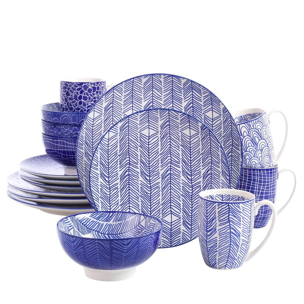 Great16-Pieces 4-designs Porcelain Japanese Style Hand Painted Dinner Set with 4*Dinner Plate,Dessert Plate,Bowl,Mug (AK7)(1U61)
