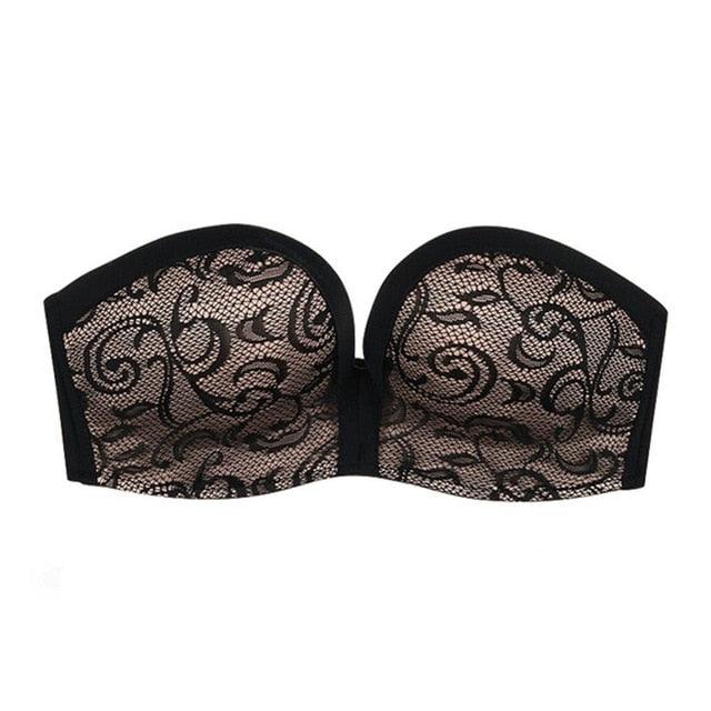Women's Seamless Sexy Lace Underwear - Ladies Gathering Strapless Wire Free Bras (TSB1)
