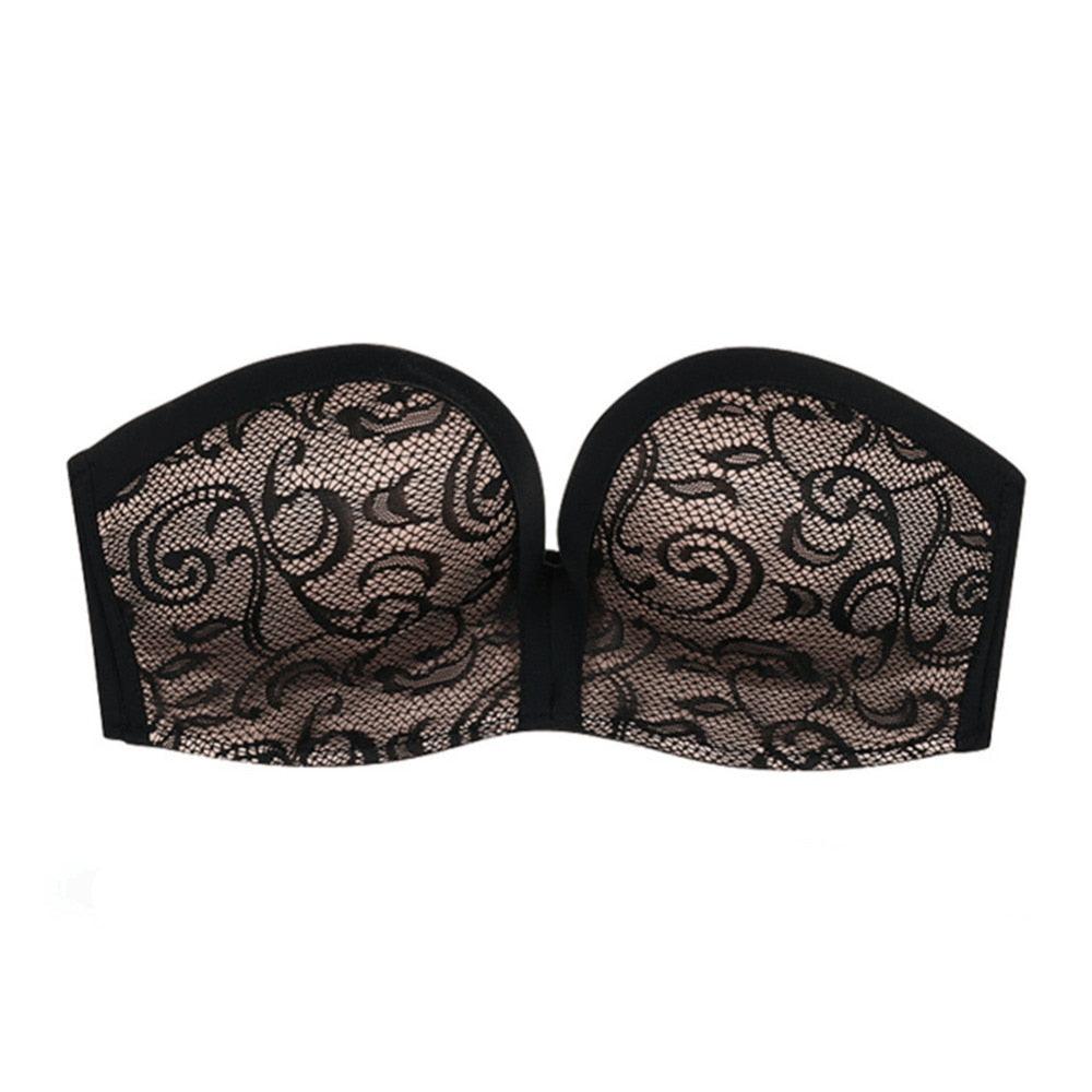 Women's Seamless Sexy Lace Underwear - Ladies Gathering Strapless Wire Free Bras (TSB1)