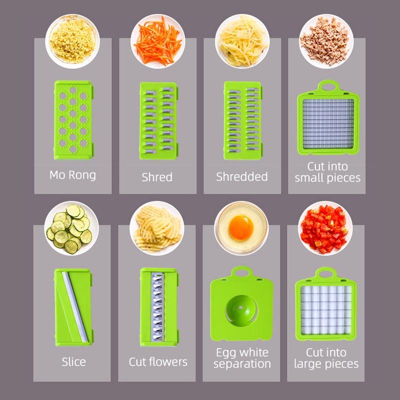 Vegetable Cutter Fruit Slicer Multifunctional Grater Shredders Drain Basket Peeler 8 In 1 Gadgets (AK3)(1U61)