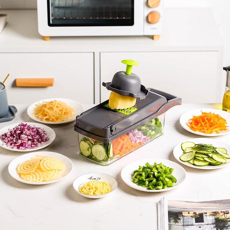 Vegetable Cutter Fruit Slicer Multifunctional Grater Shredders Drain Basket Peeler 8 In 1 Gadgets (AK3)(1U61)