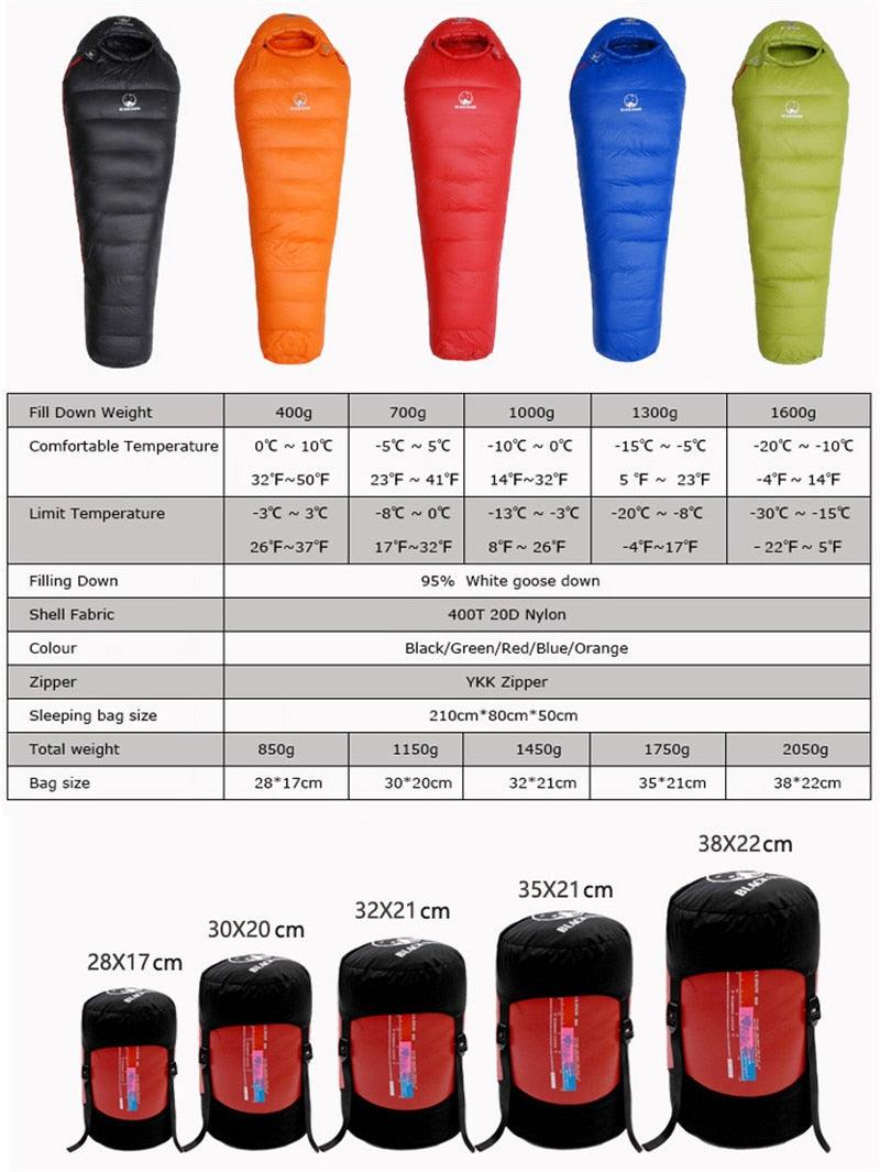 Very Warm White Goose Down Filled Adult Sleeping Bag - Winter Thermal 4 kinds of Thickness - Camping Travel (D79)(2LT1)